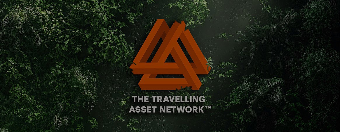 Logo of The Travelling Asset Network™ in the forest 