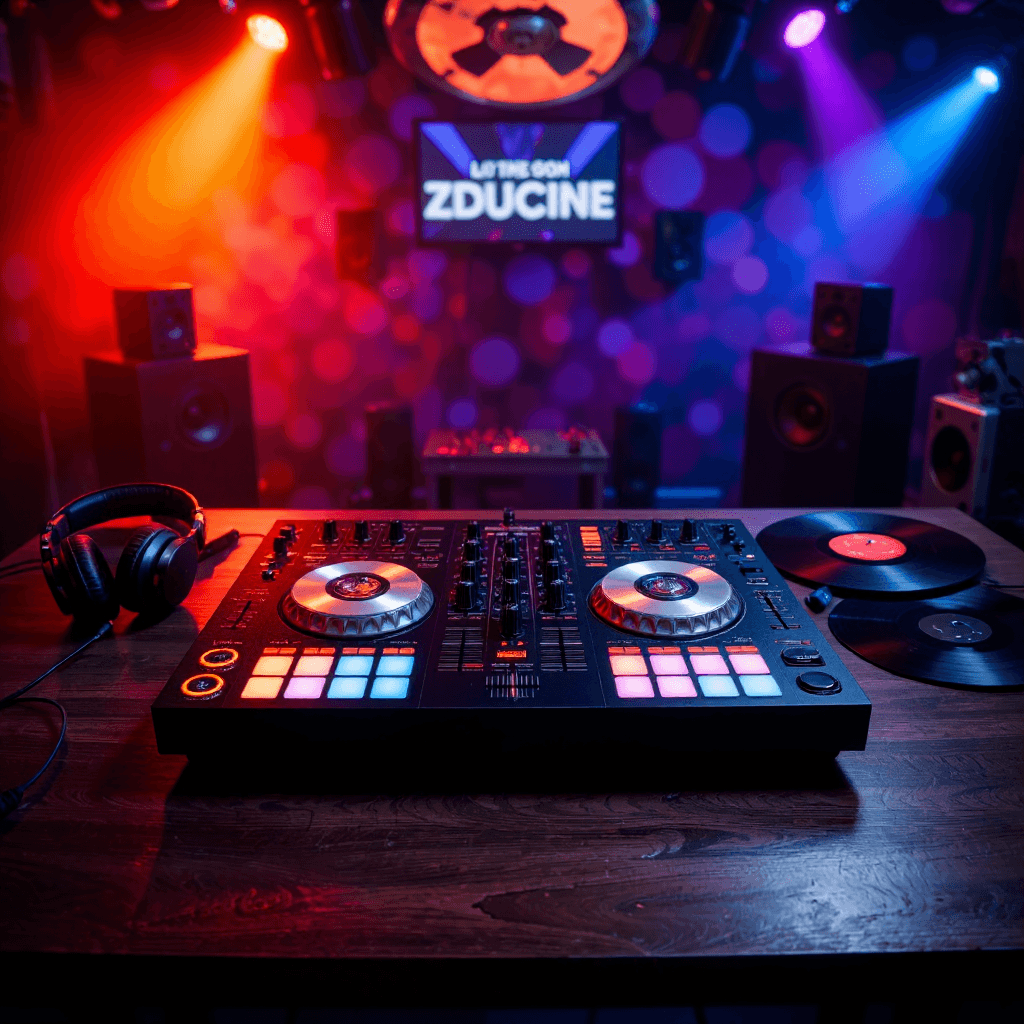 product photography of a DJ controller for mixing music