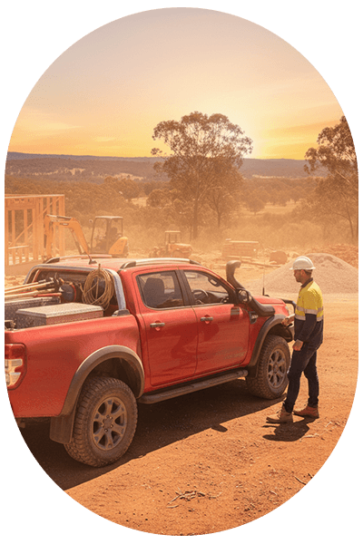 Ute work truck in construction site