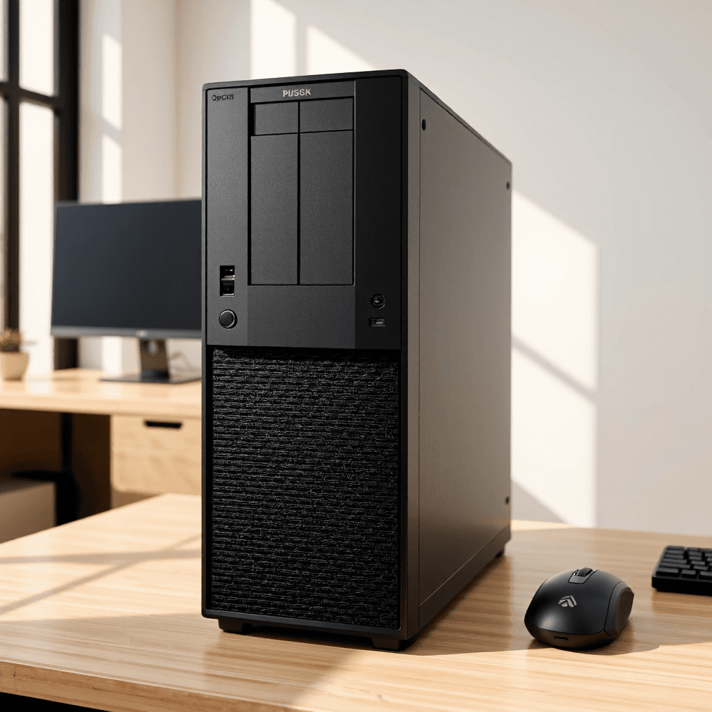 product photography of desktop computer tower