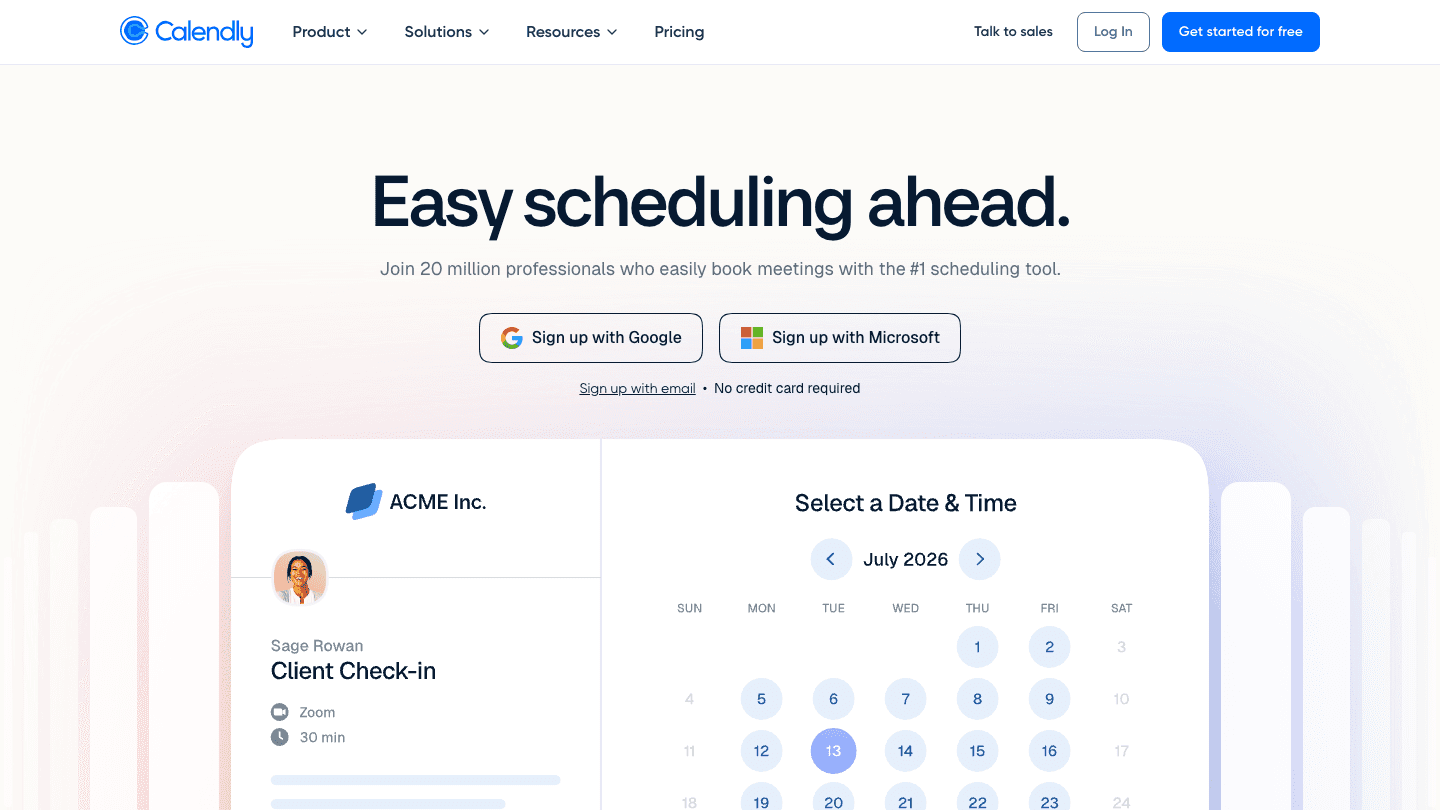 Calendly website screenshot
