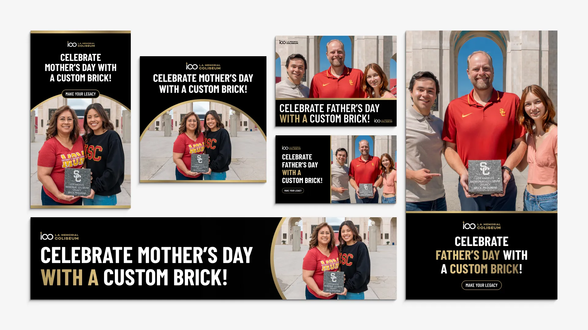 Mother's Day and Father's Day LAMC advertisements.
