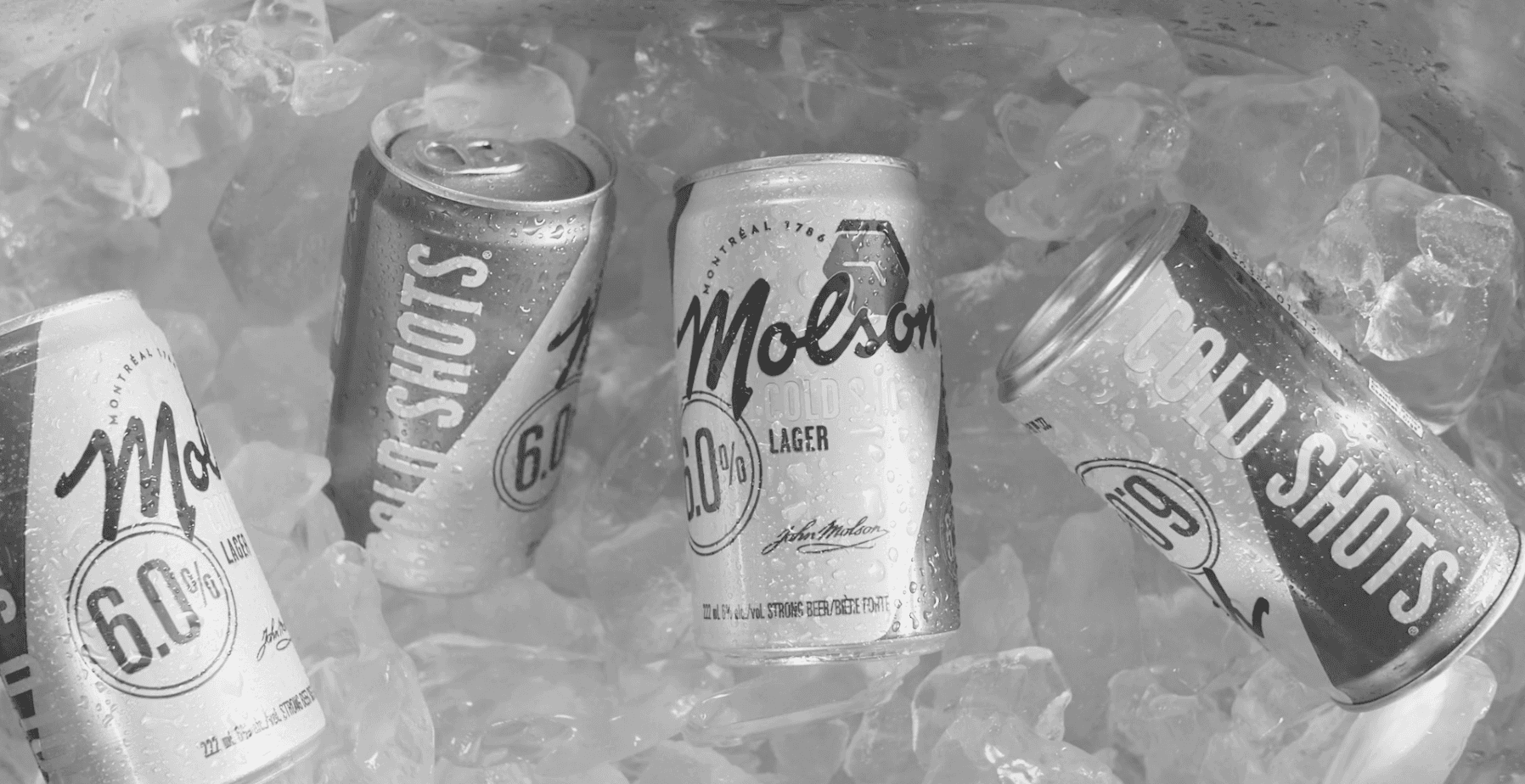 Preview of a clip for Molson - image of Molson beer cans in the ice cubes