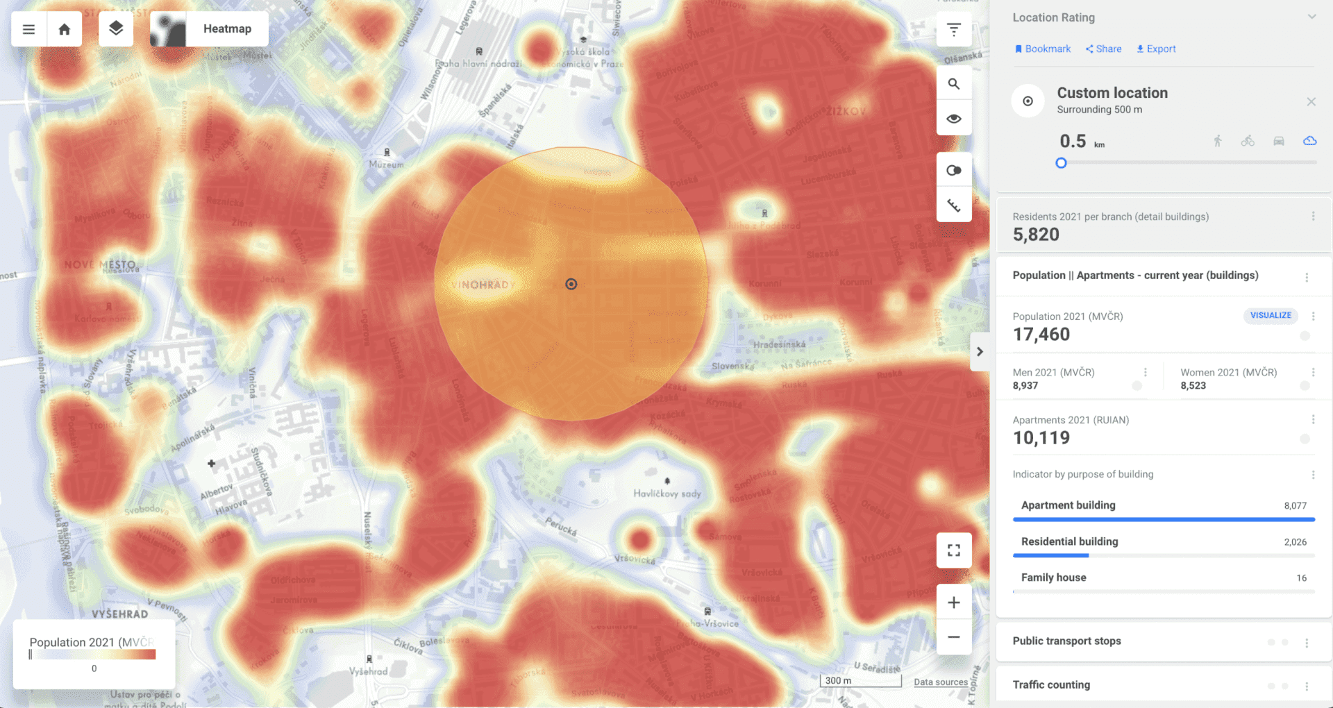 Evaluation of the business potential of custom location in CleverMaps Studio
