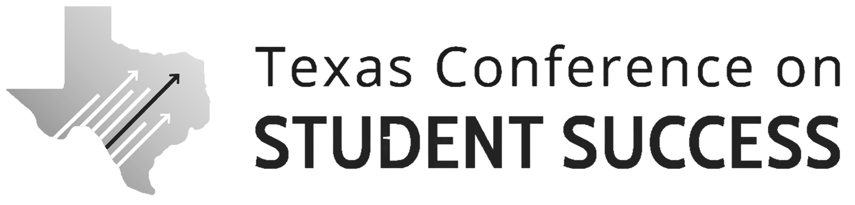 Texas Conference on Student Success logo with a Texas outline and upward arrows, promoting student achievement.