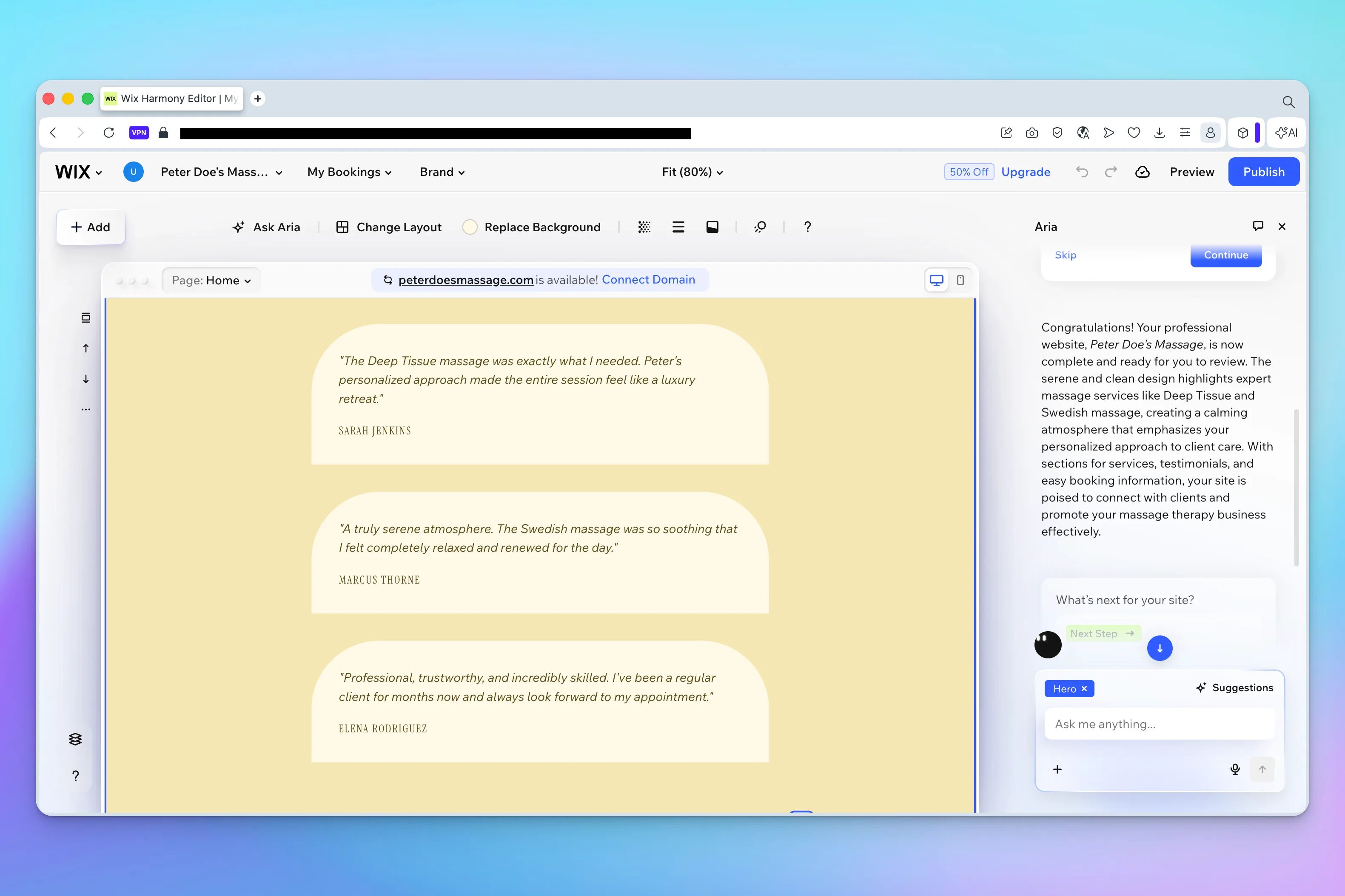 Wix website - Fake testimonials (AI generated)