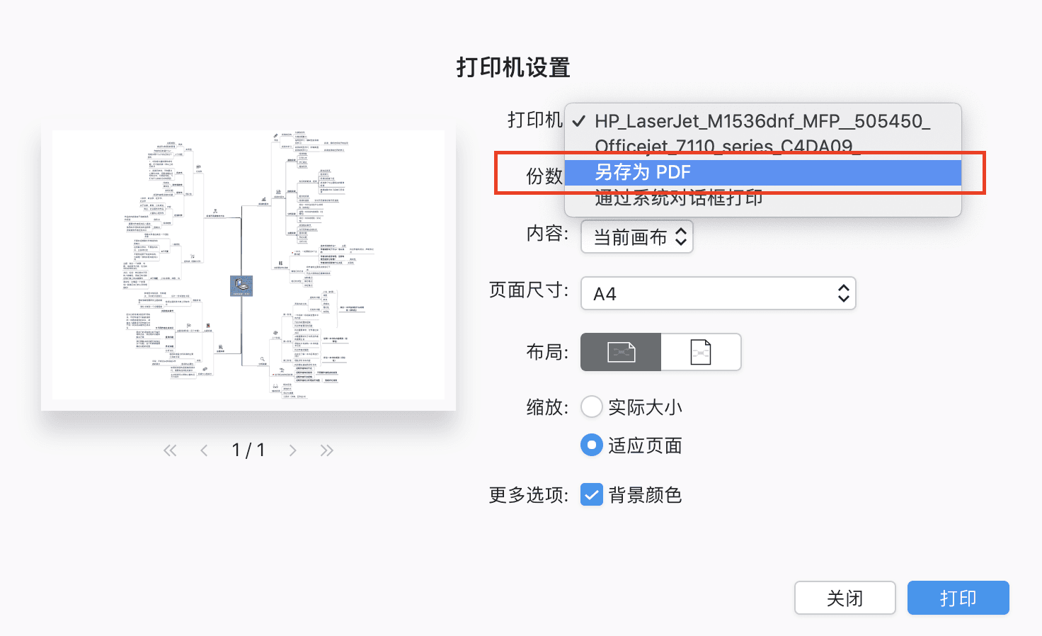 打印设置界面截图