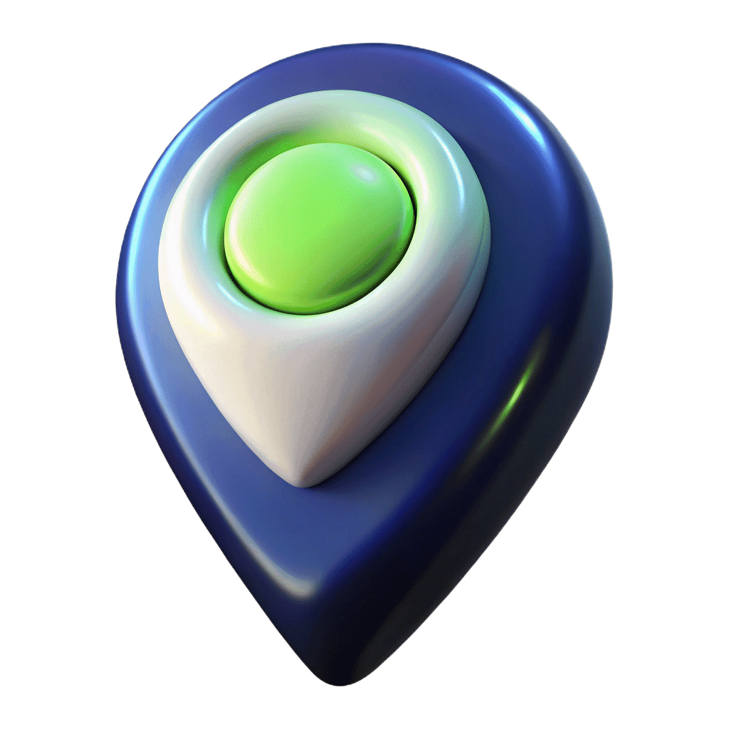 D location pin icon with green center representing several locations around the UK