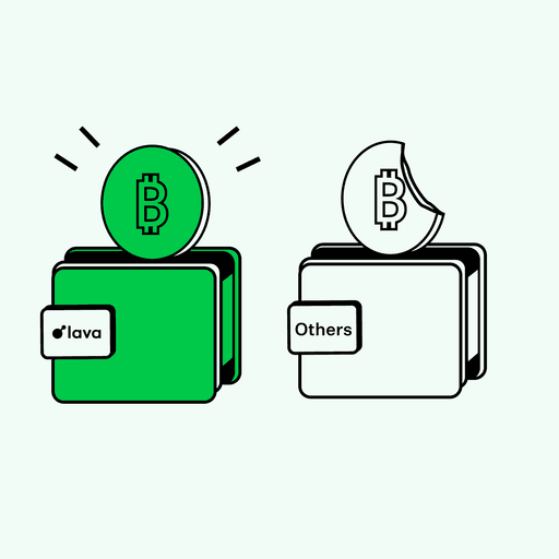 Two wallet icons: one green with a dollar sign, the other white with a thumbs-up, on a light background.
