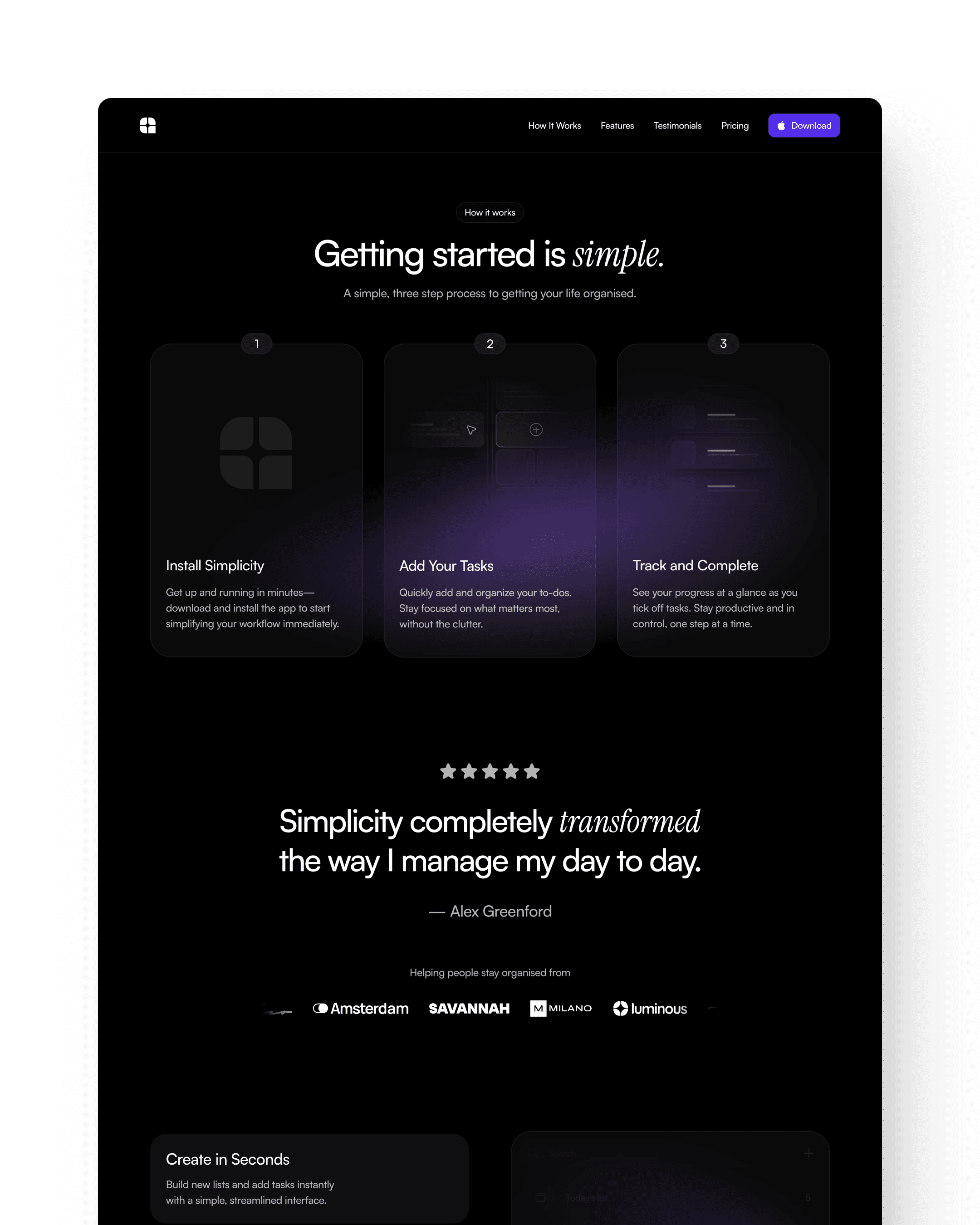 Screenshot of Simplicity template