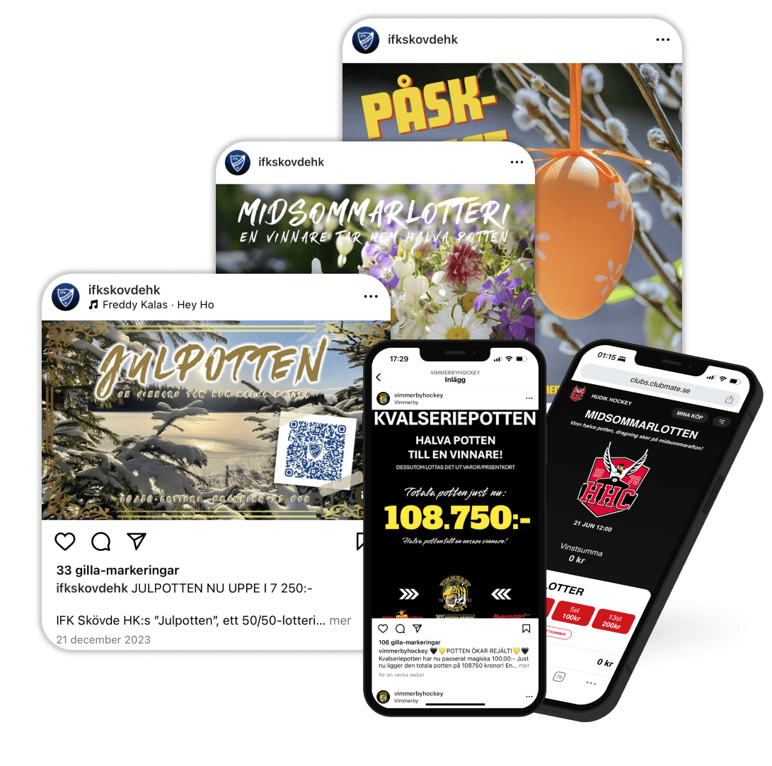 Utlottningsruta och köpsida för lotter