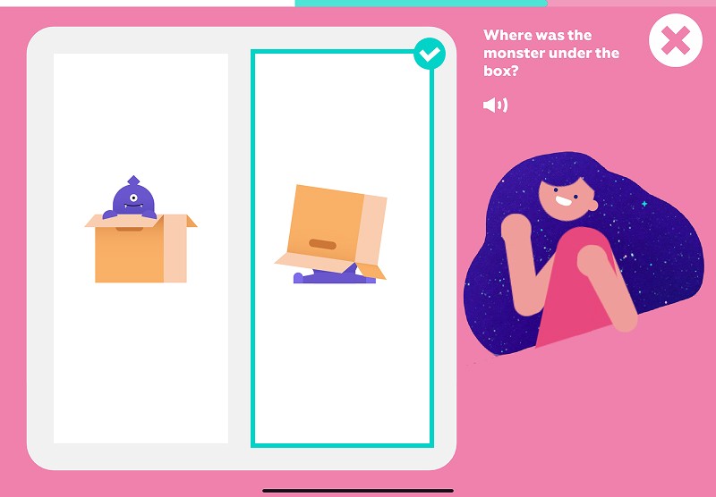 Spatial awareness: find in which card the monster is under the box