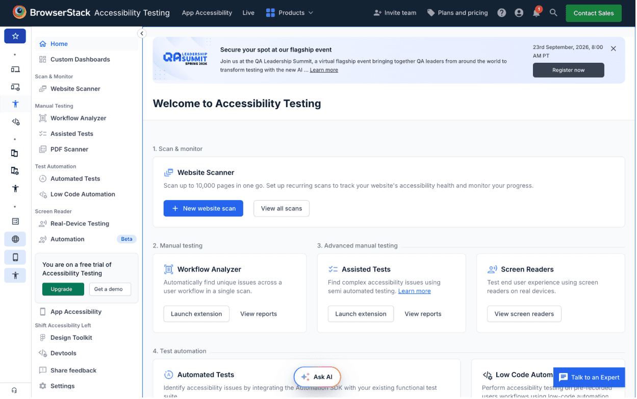 Browserstack panel