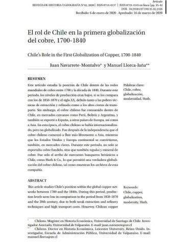 El rol de Chile en la primera globalización del cobre, 1700-1840