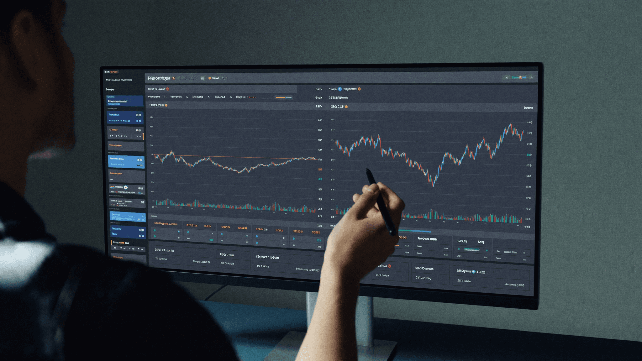 Analyst reviewing out-of-sample strategy validation results on a trading dashboard