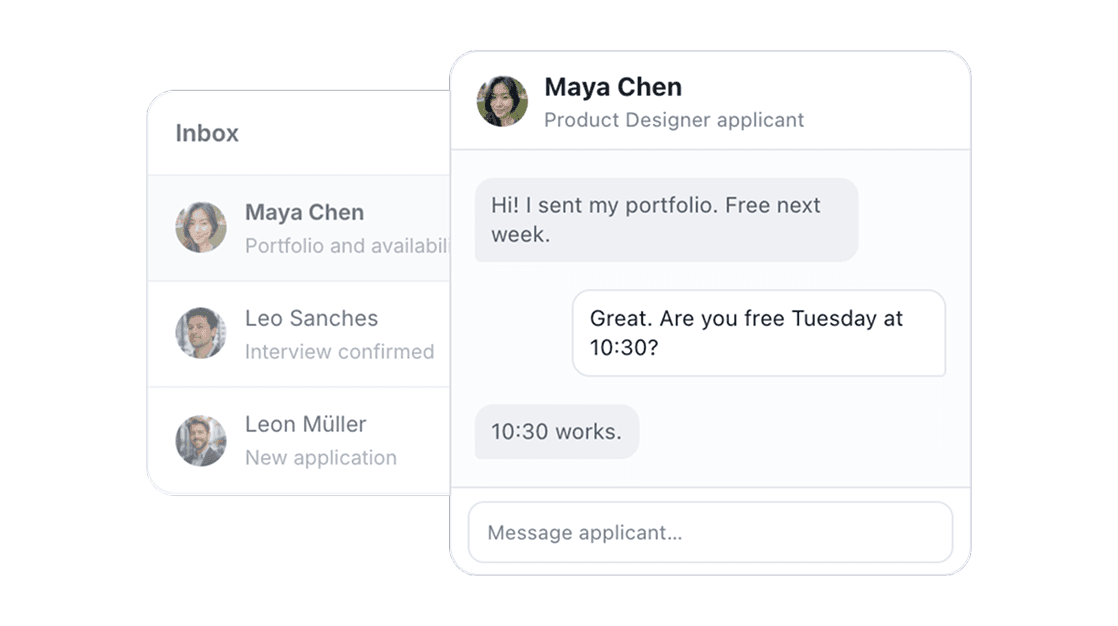 Candidate Inbox interface in Alpin