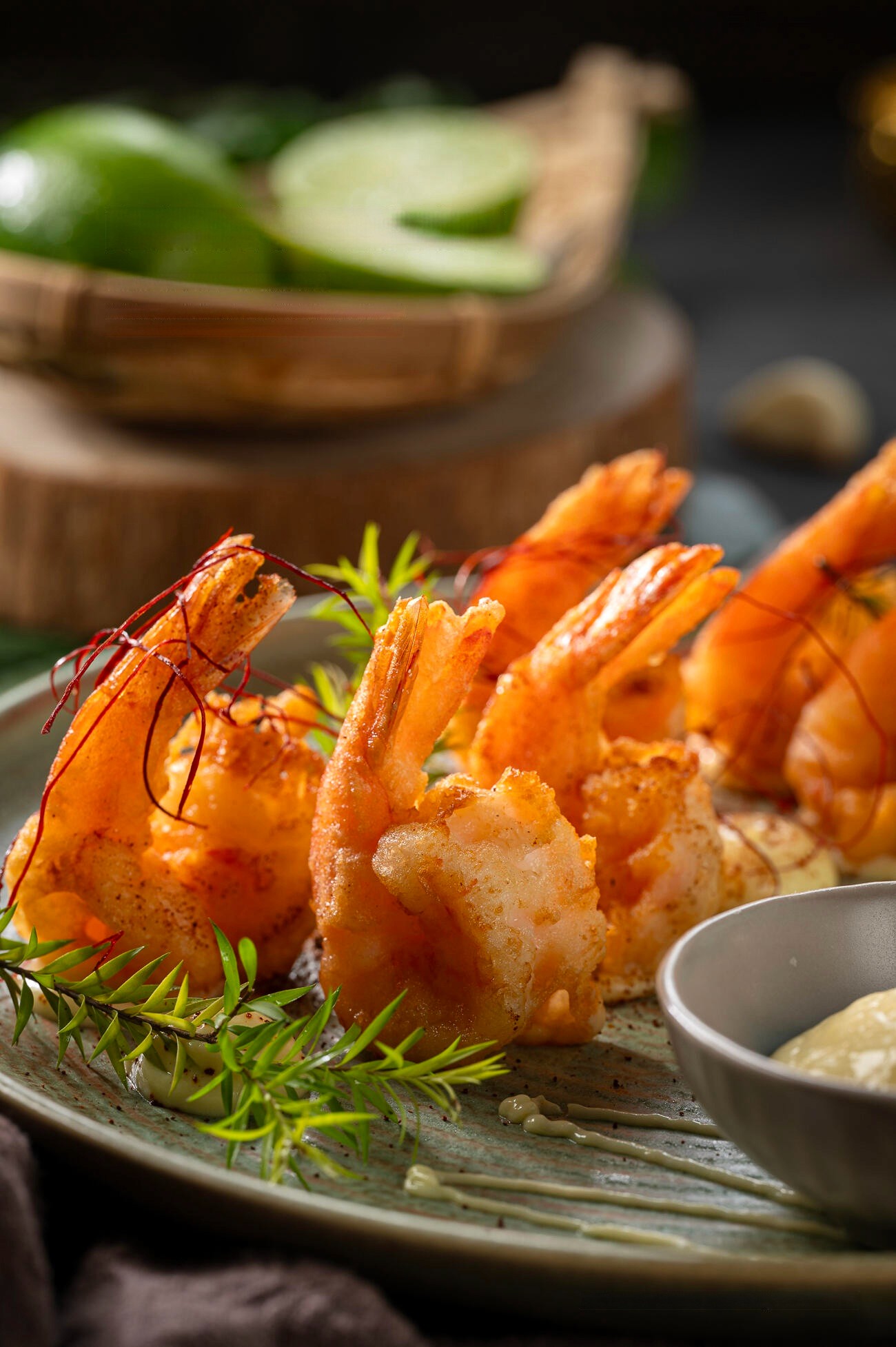 Crispy shrimp appetizer restaurant food photography by Lefty Studio