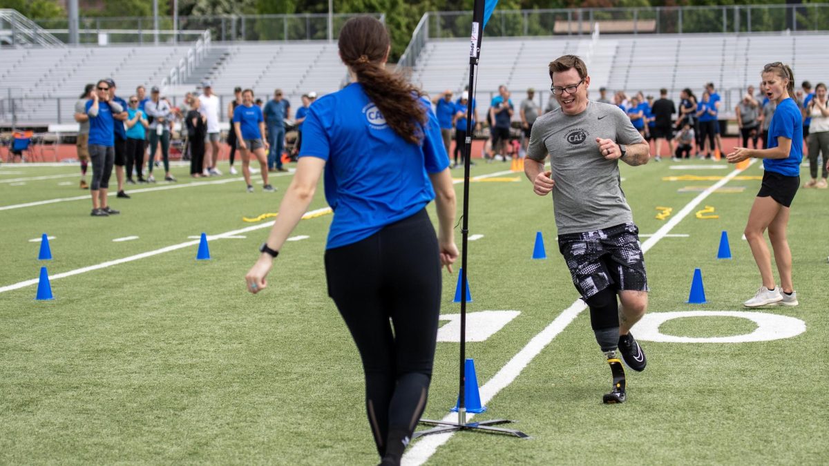 Kevin Wallett doing drills at the Ossur Running and Mobility Clinic.