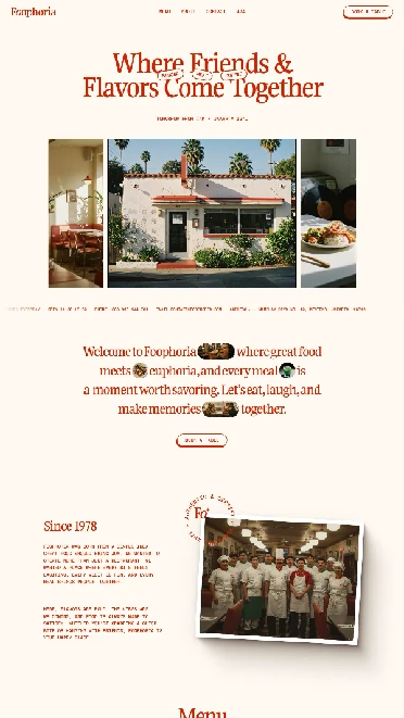 Foophoria restaurant Framer template
