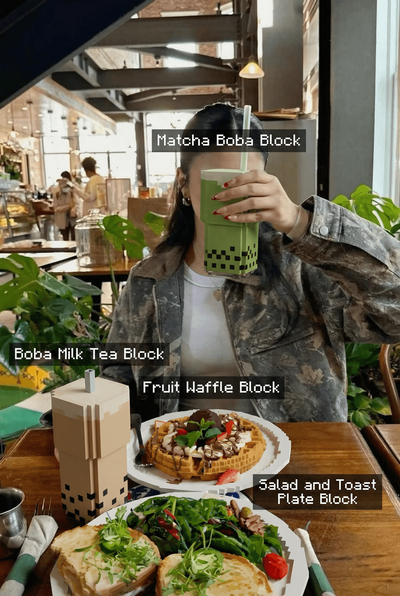 a woman holding an apple