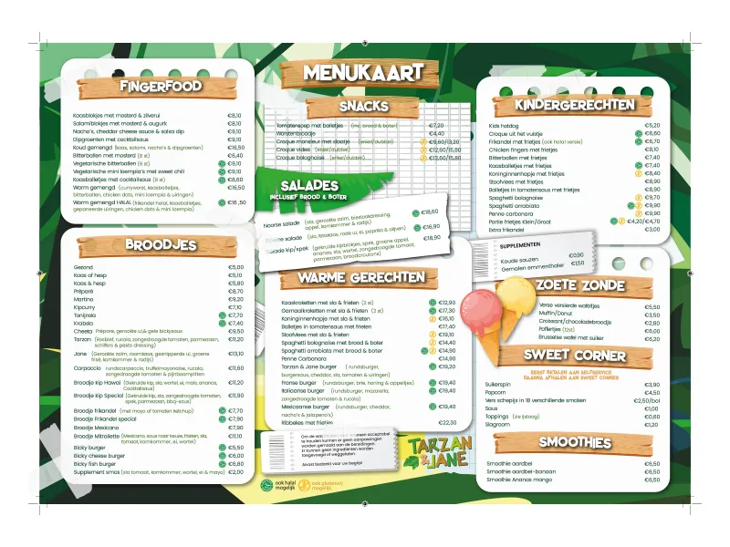Tarzan en Jane menu ontwerp