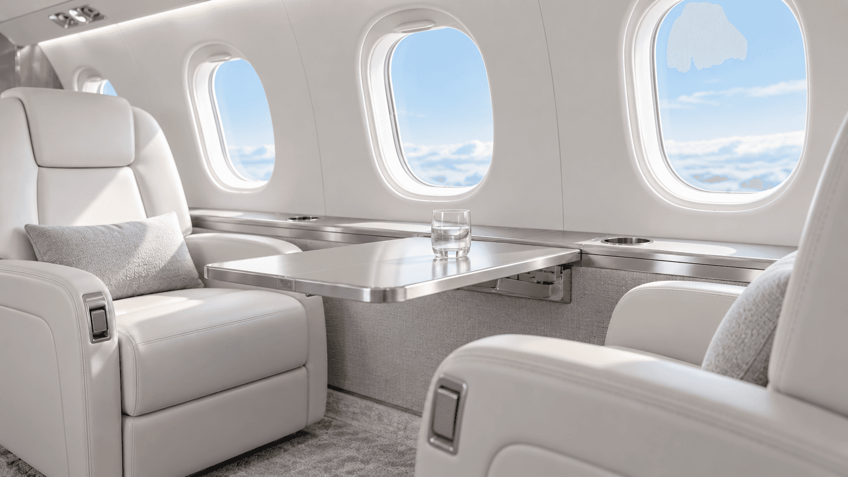 A closer perspective on the aircraft and cabin