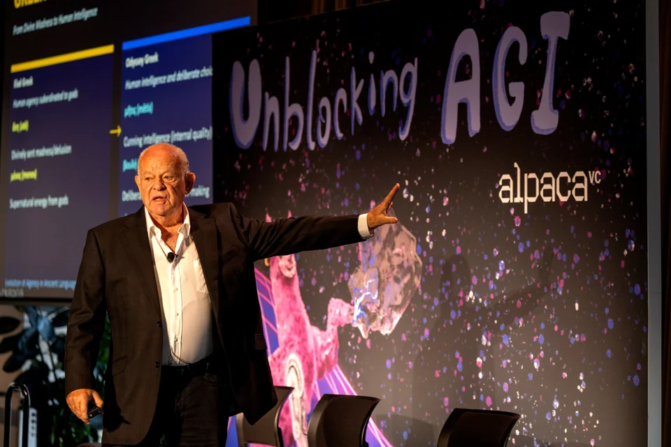 Martin Seligman speaking during the keynote.