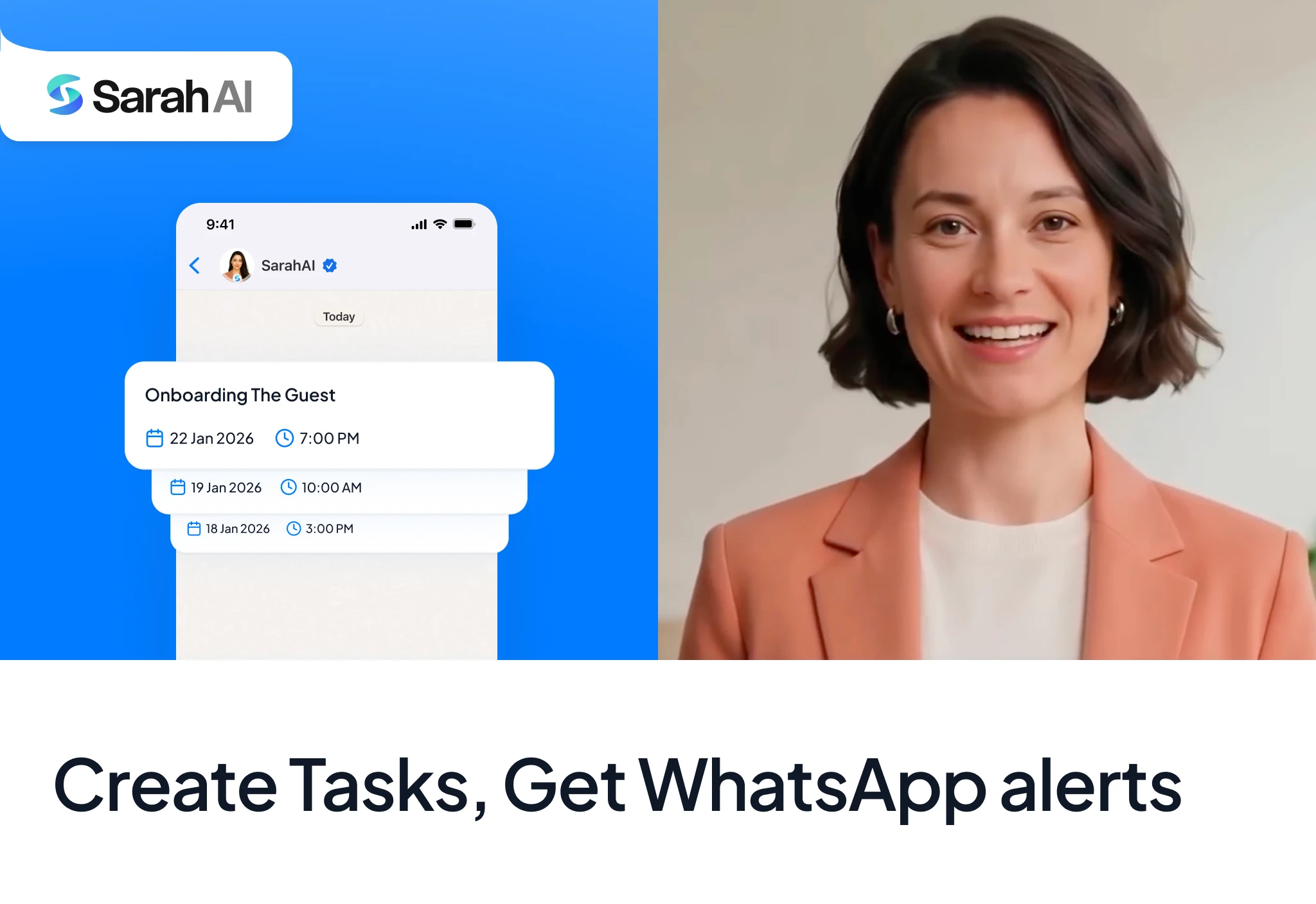 Create Tasks, Get WhatsApp alerts