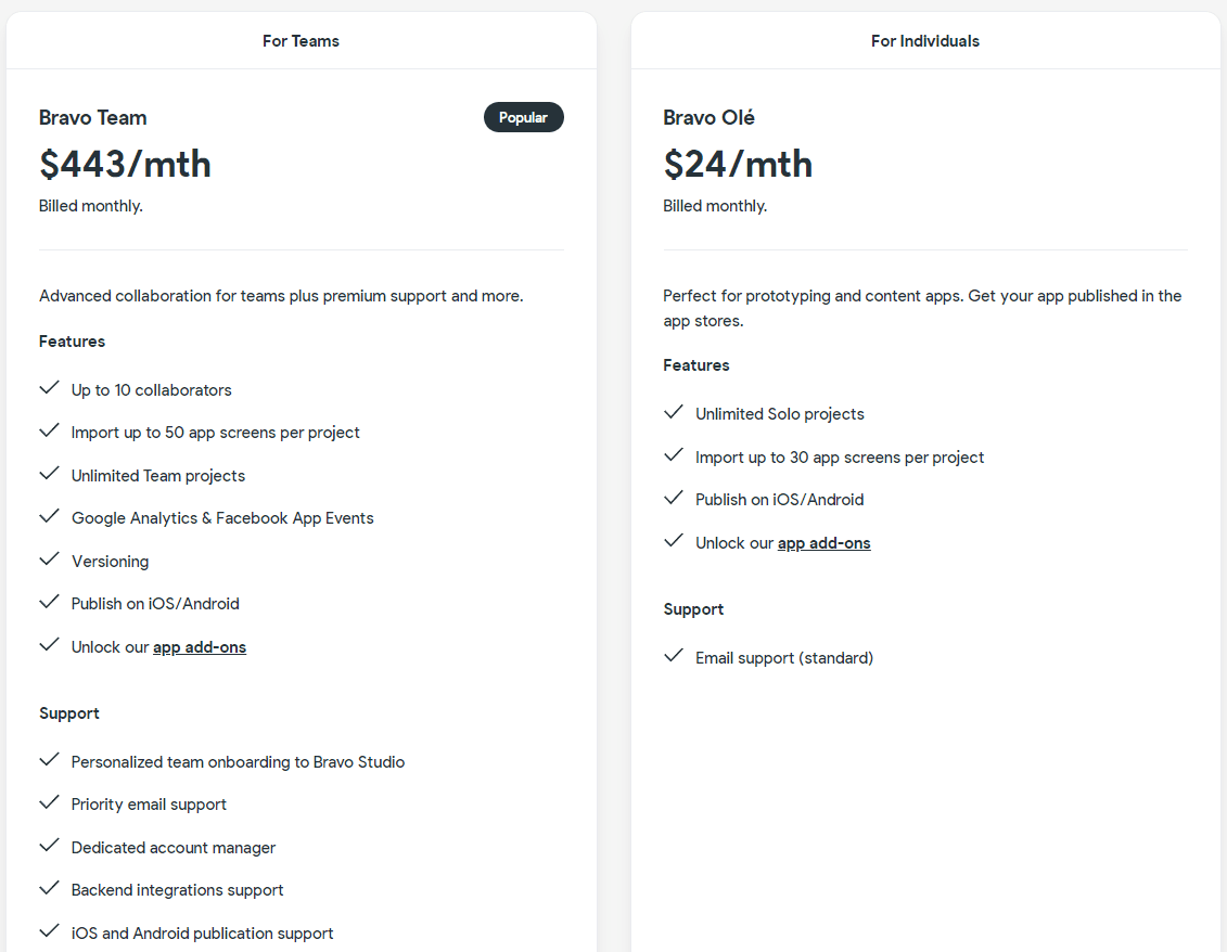 Pricing BravoStudio