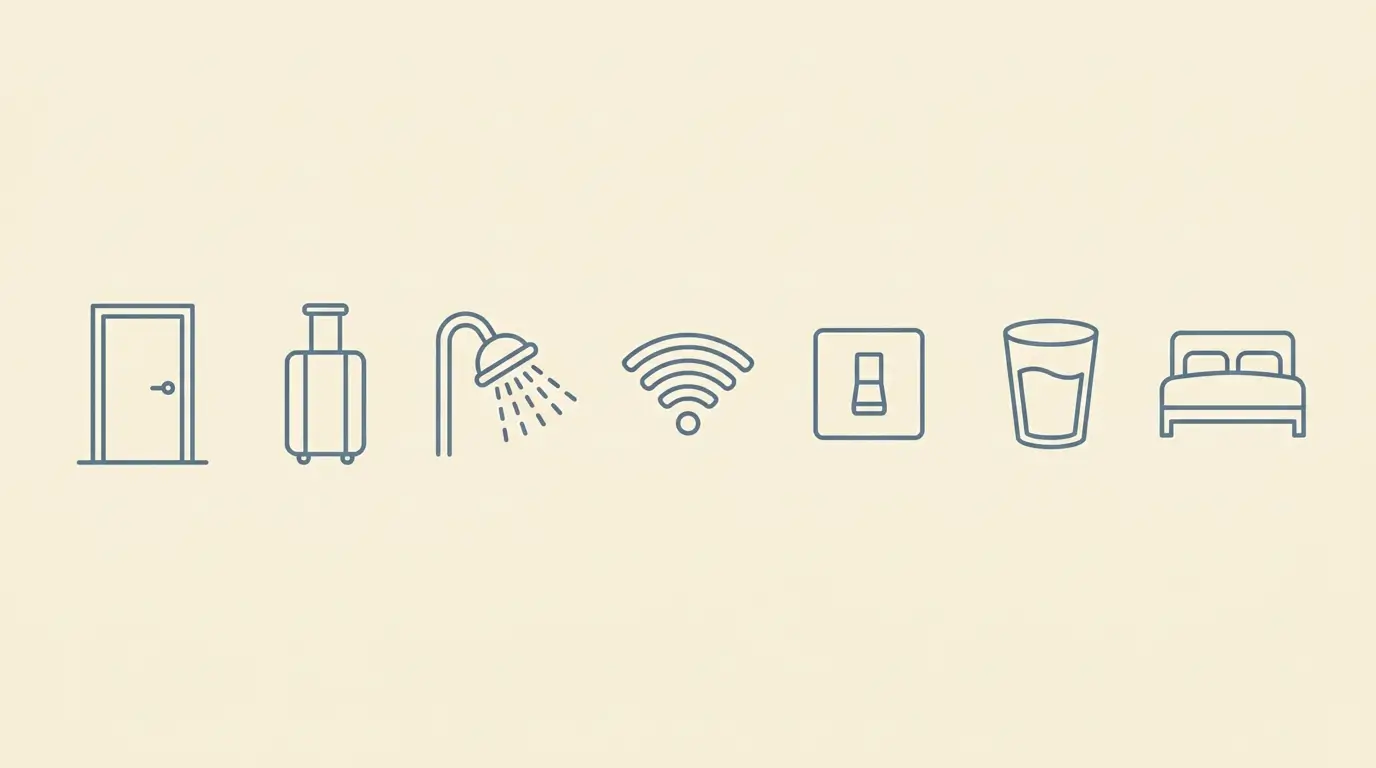 Illustration of the seven things guests look for in the first ten minutes of a stay.