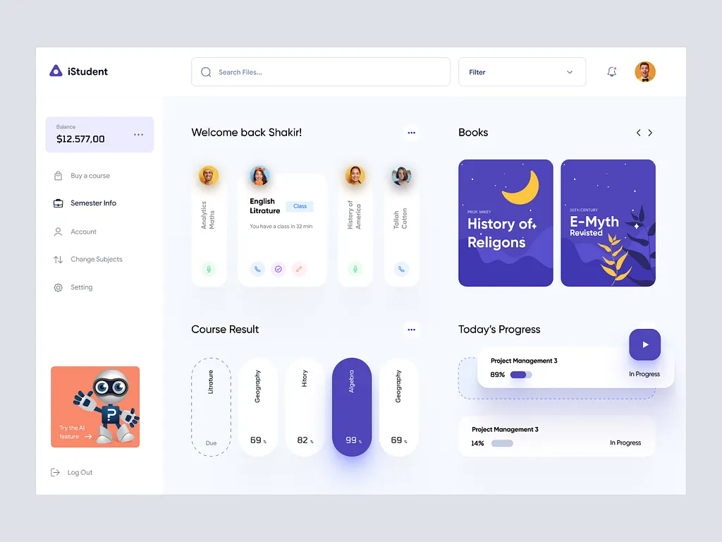 Screenshot of a dashboard interface featuring graphs, icons, and data metrics in a clean, modern design.