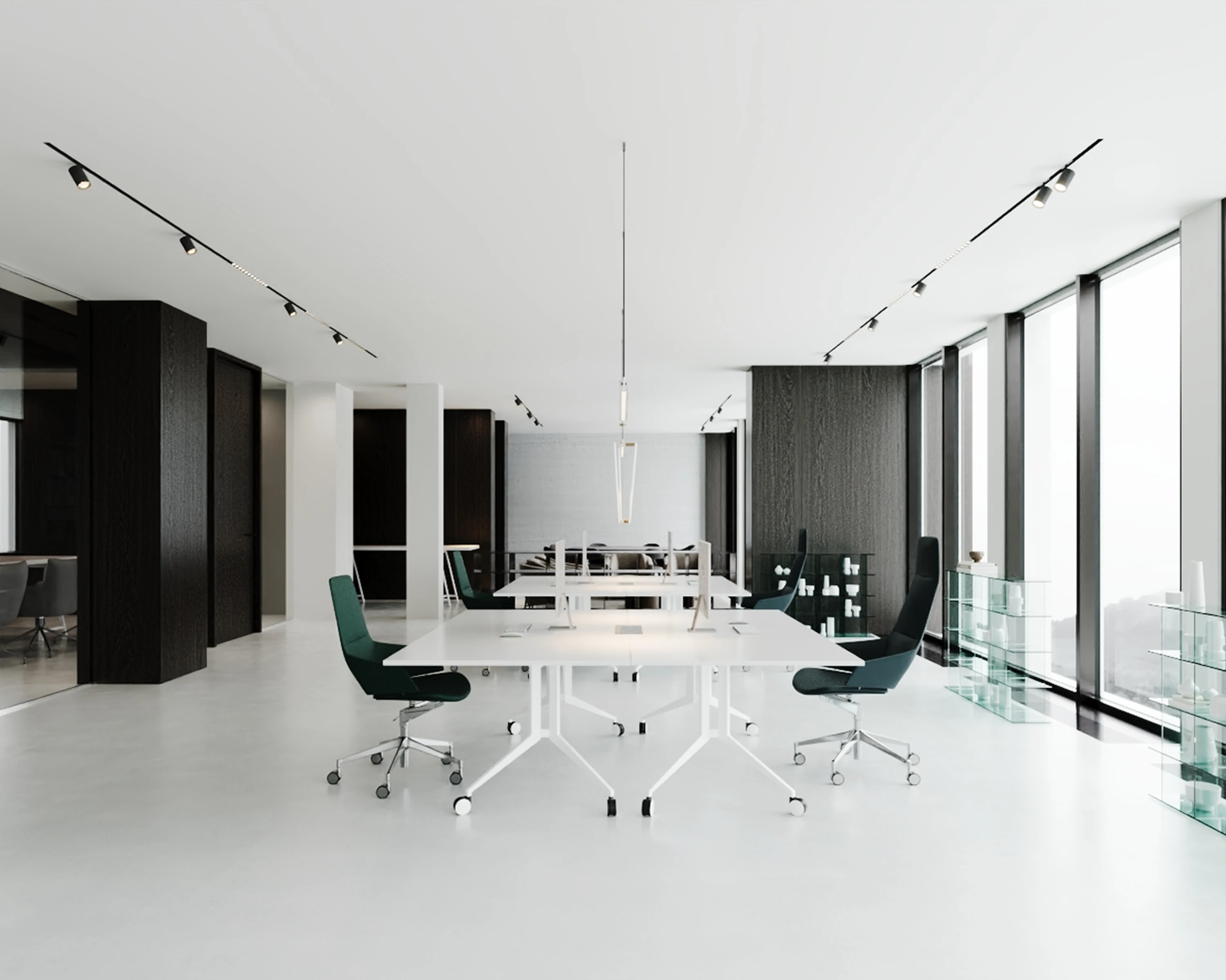 Détail — joint creux entre lambris et minéral.