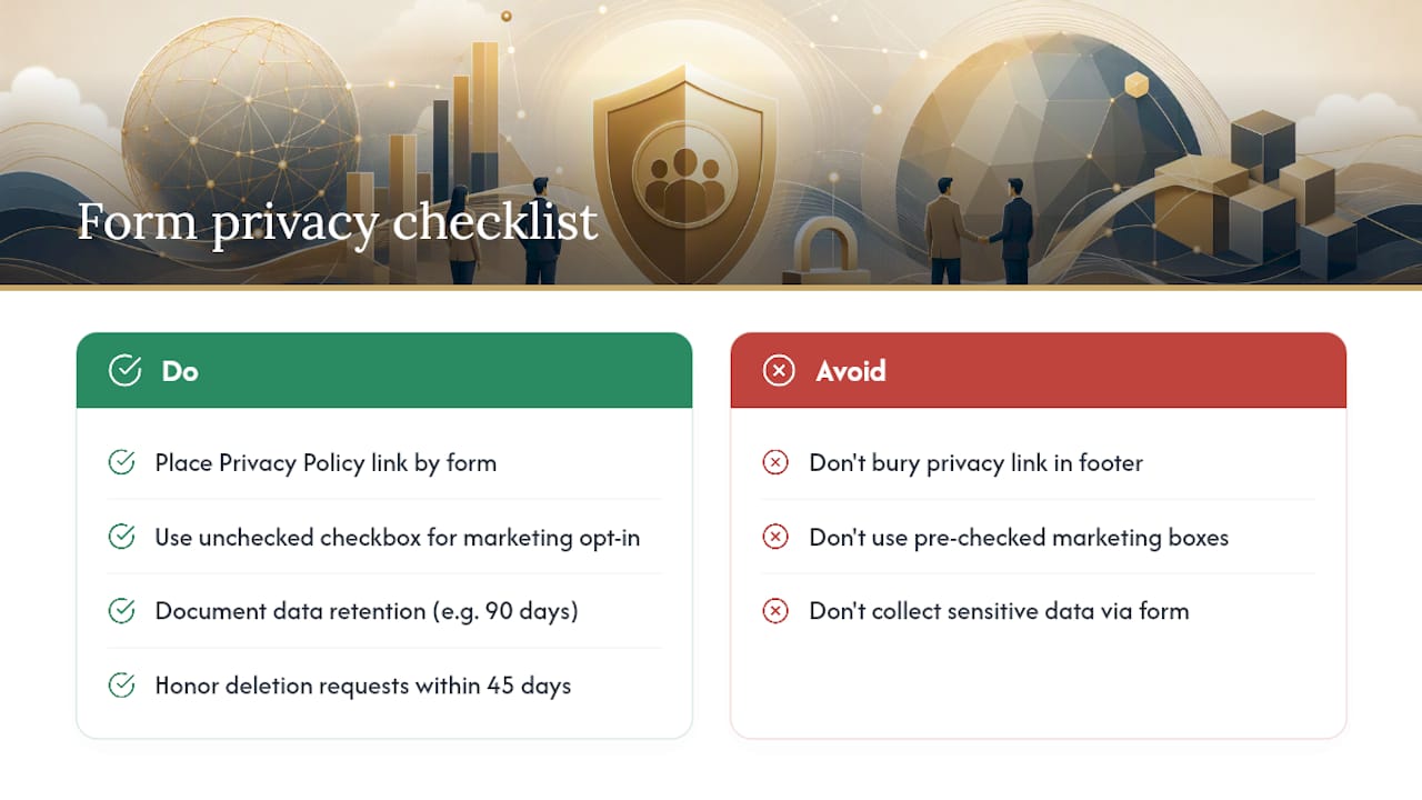 Compliance and privacy: what U.S. businesses need on their forms — overview diagram