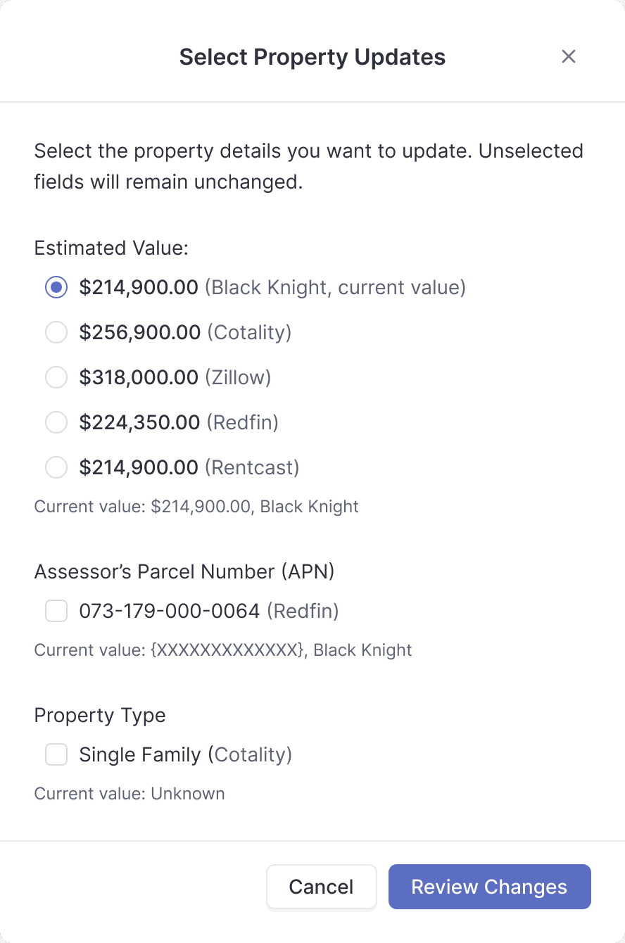 Property Verification Drawer