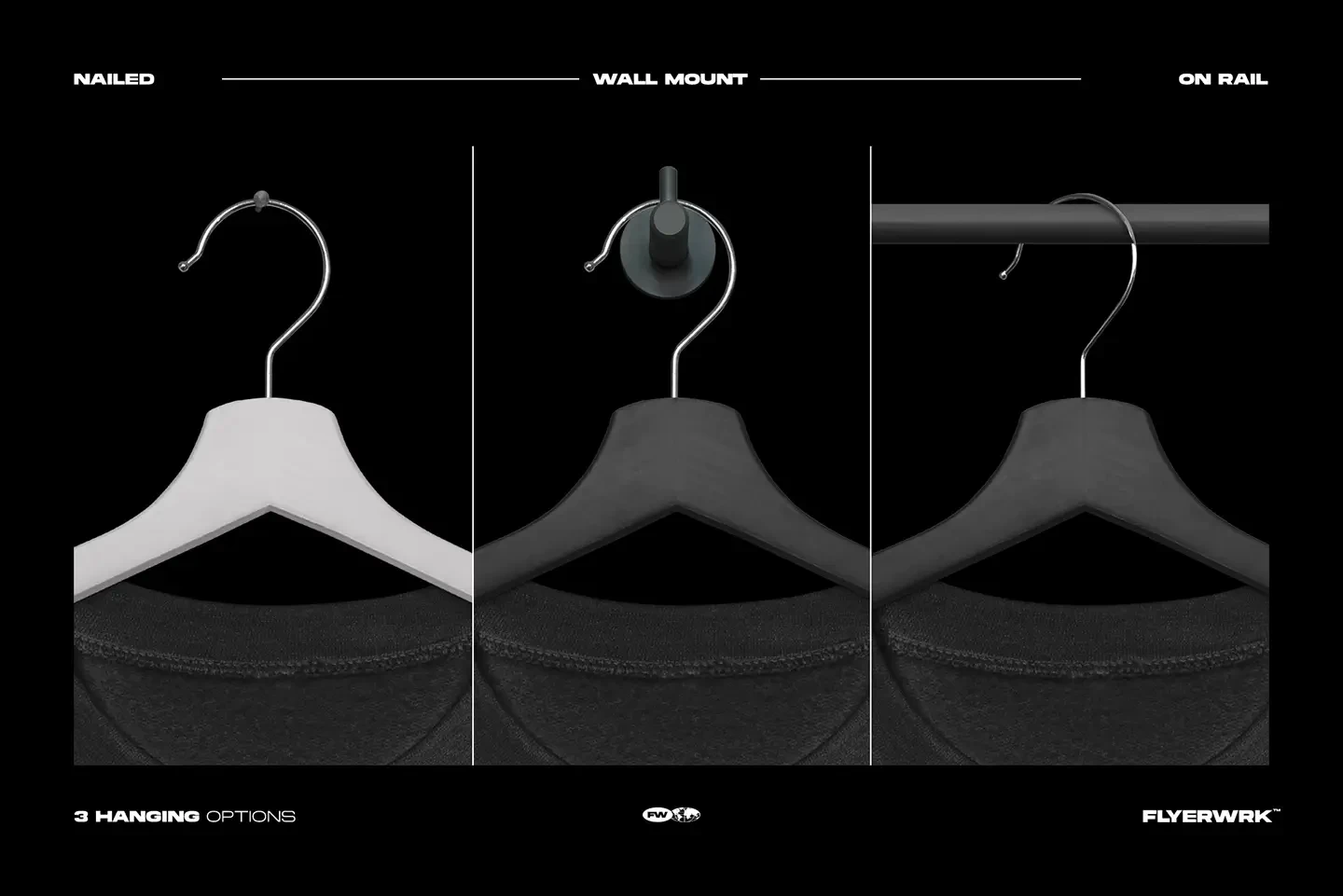 Gildan 18000 Crewneck Hanging mockup with different hanger display options