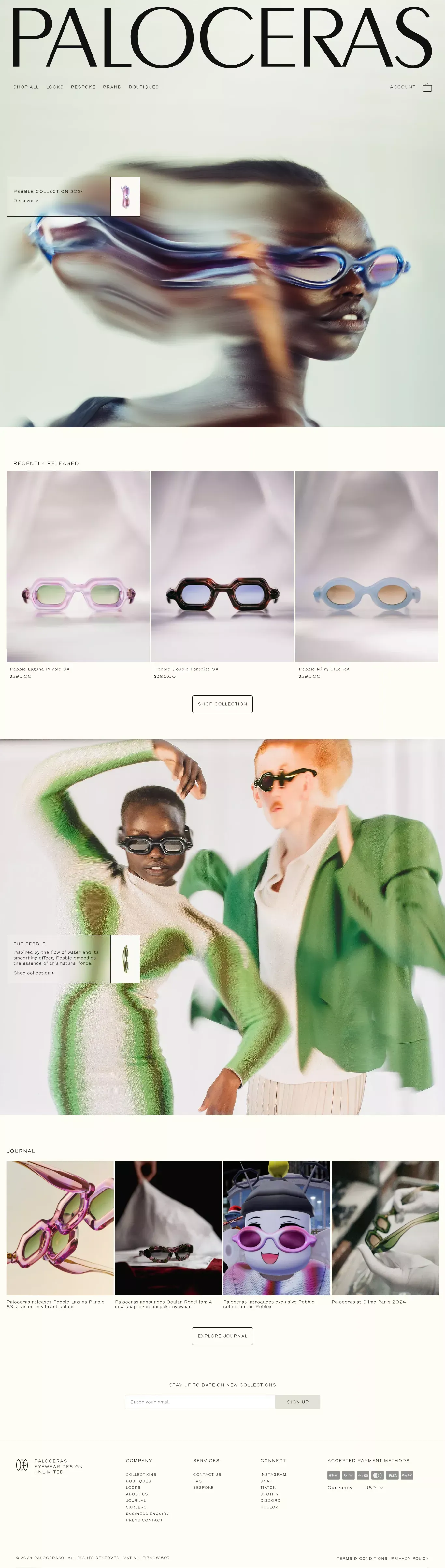 Paloceras® Official –&nbsp;High-end Eyewear & portfolio page screenshot showcasing Design and Ecommerce design
