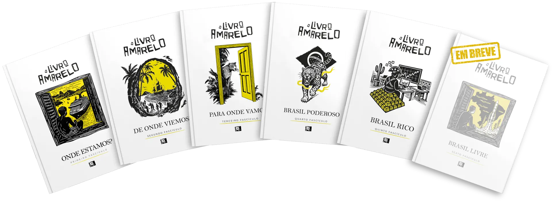 três fascículos do livro amarelo mockup