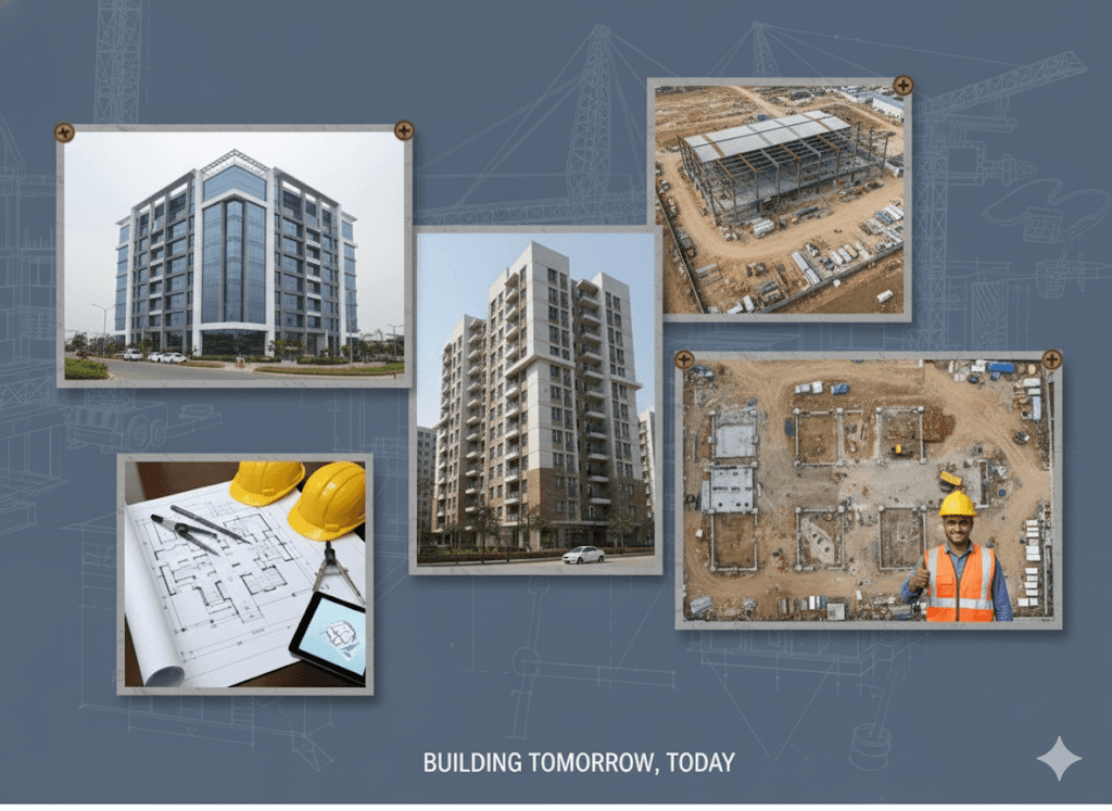 a construction site with a crane in the background