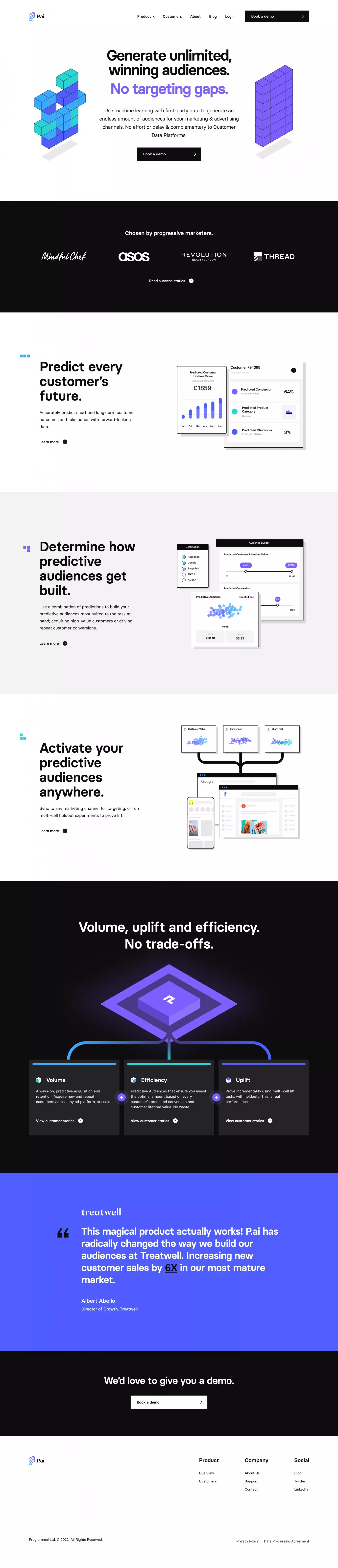 Home landing page screenshot showcasing Tech and Marketing design