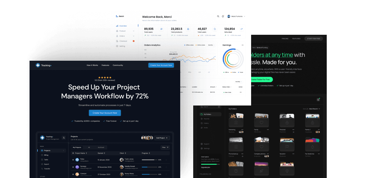 A collage of dashboards
