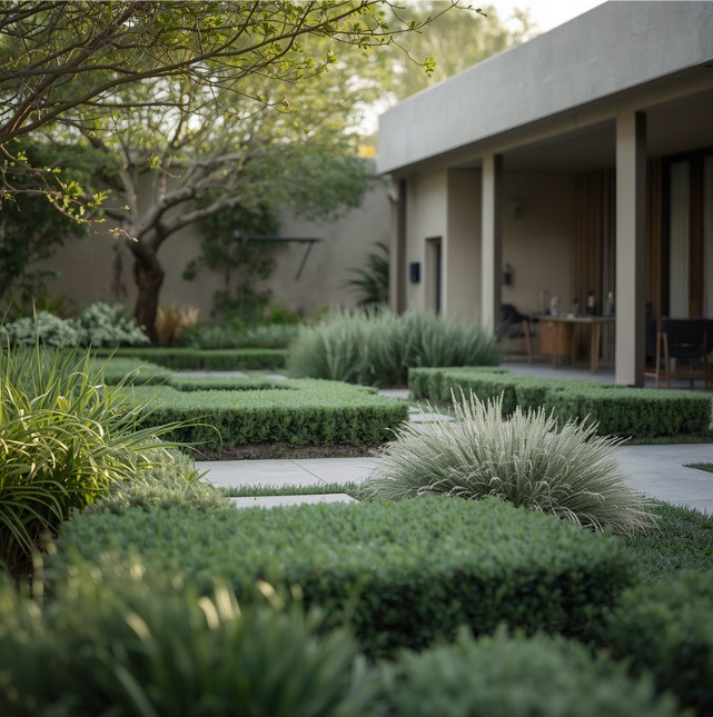 Beautiful landscaped garden with greenery and outdoor design elements.