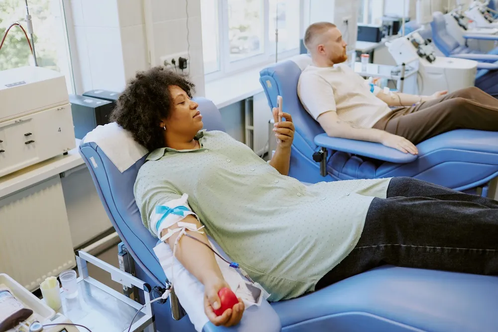 woman donating blood