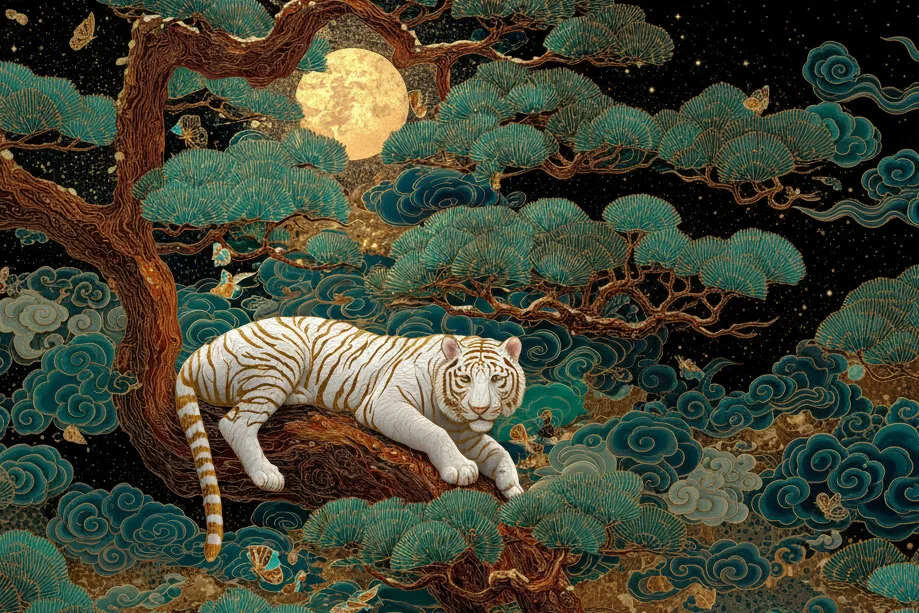 SCENE4-AI product photography-scene-template tiger asian artistic