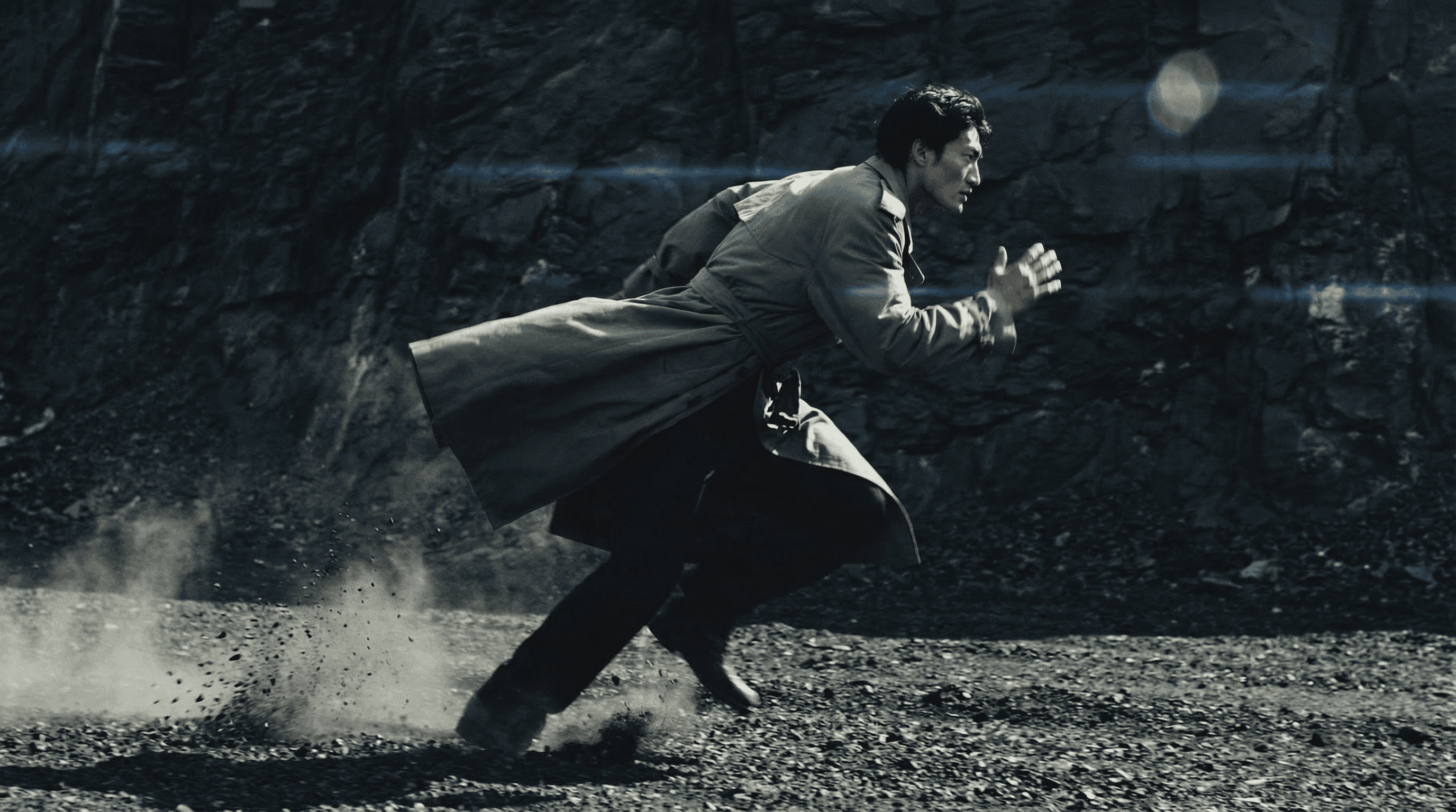 Atmospheric dust and debris in quarry setting, Hard light interactions, Improvised movement capture, Sovereign Visual Engineering, Engineered by Aventi