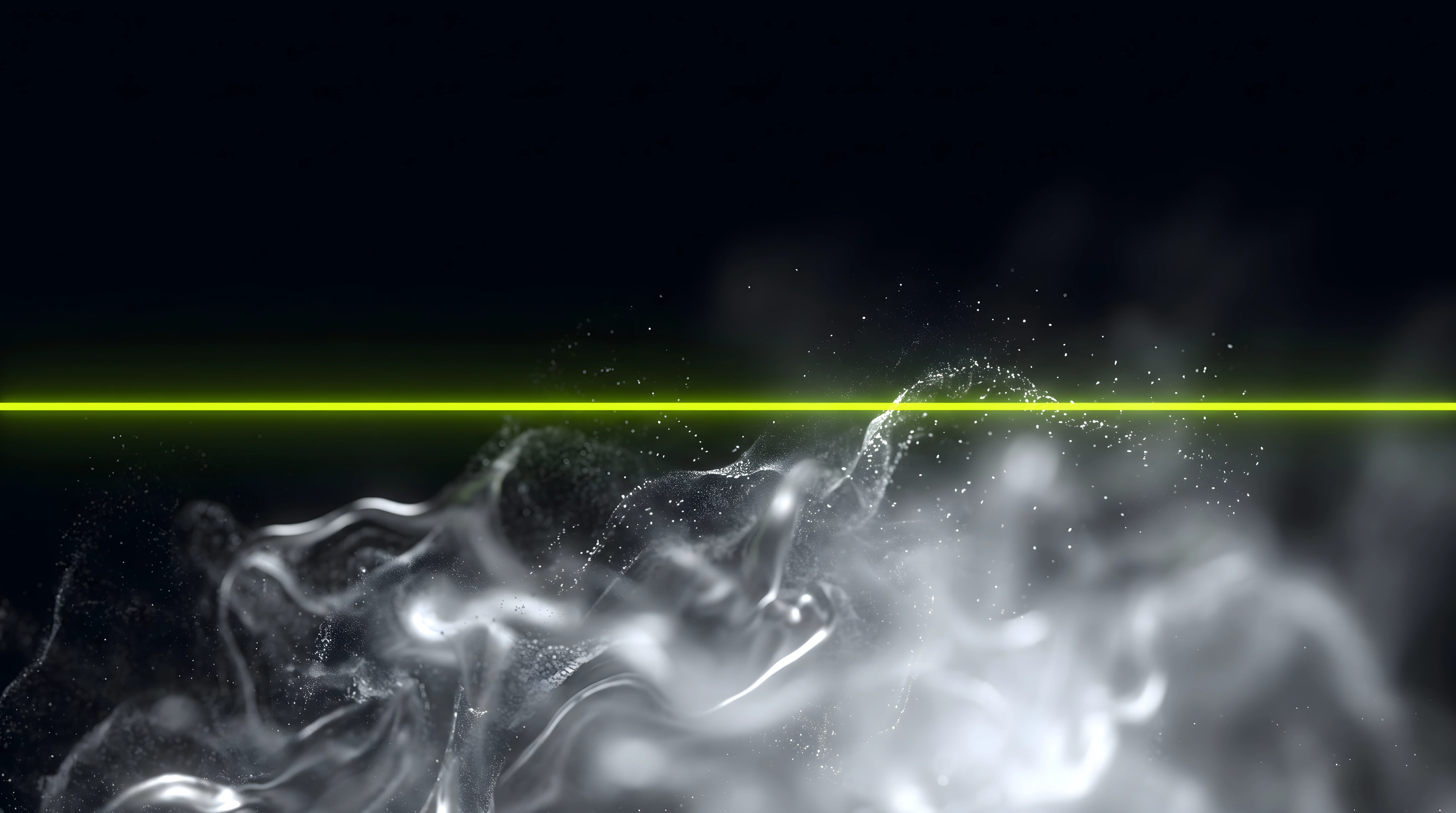 Bioluminescent Noir illustration of a single glowing toxic lime boundary line drawn across deep void black, separating undefined haze from clean defined space — the idea of a scope.