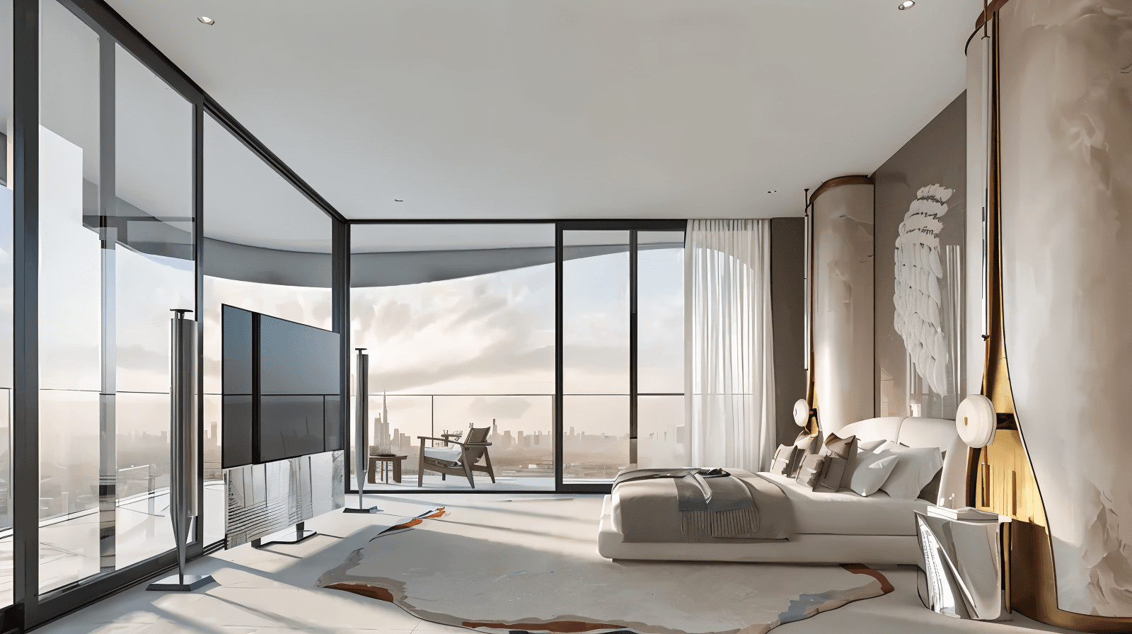 Modernly furnished living room in Hadley Heights 2, featuring sleek furniture and a contemporary design.
