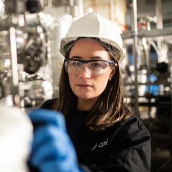 Photo of a lady in a hard hat 