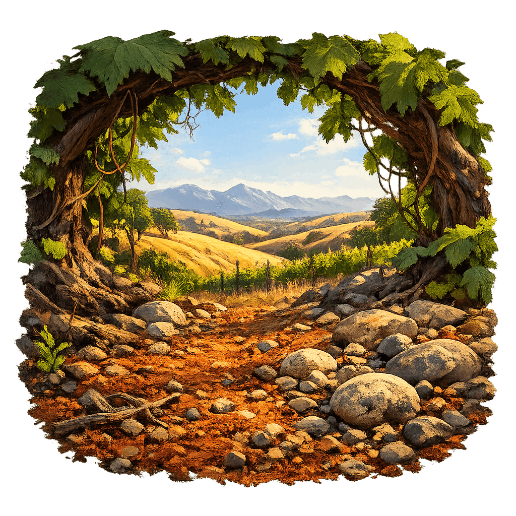 Detailed graphic of the Clements Hills wine region.