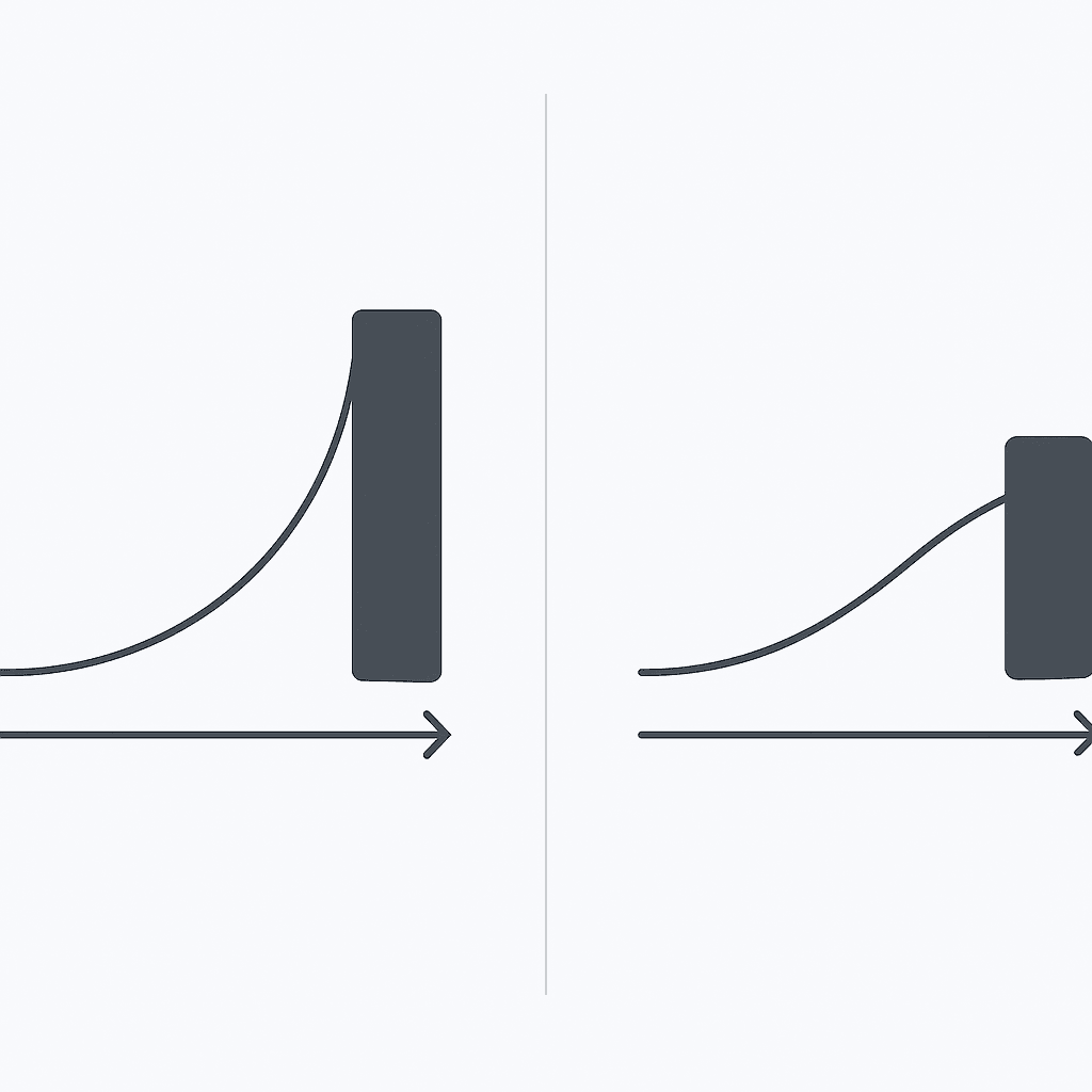 Abstract comparison of two timelines and ROI bars showing faster payback versus slower payback