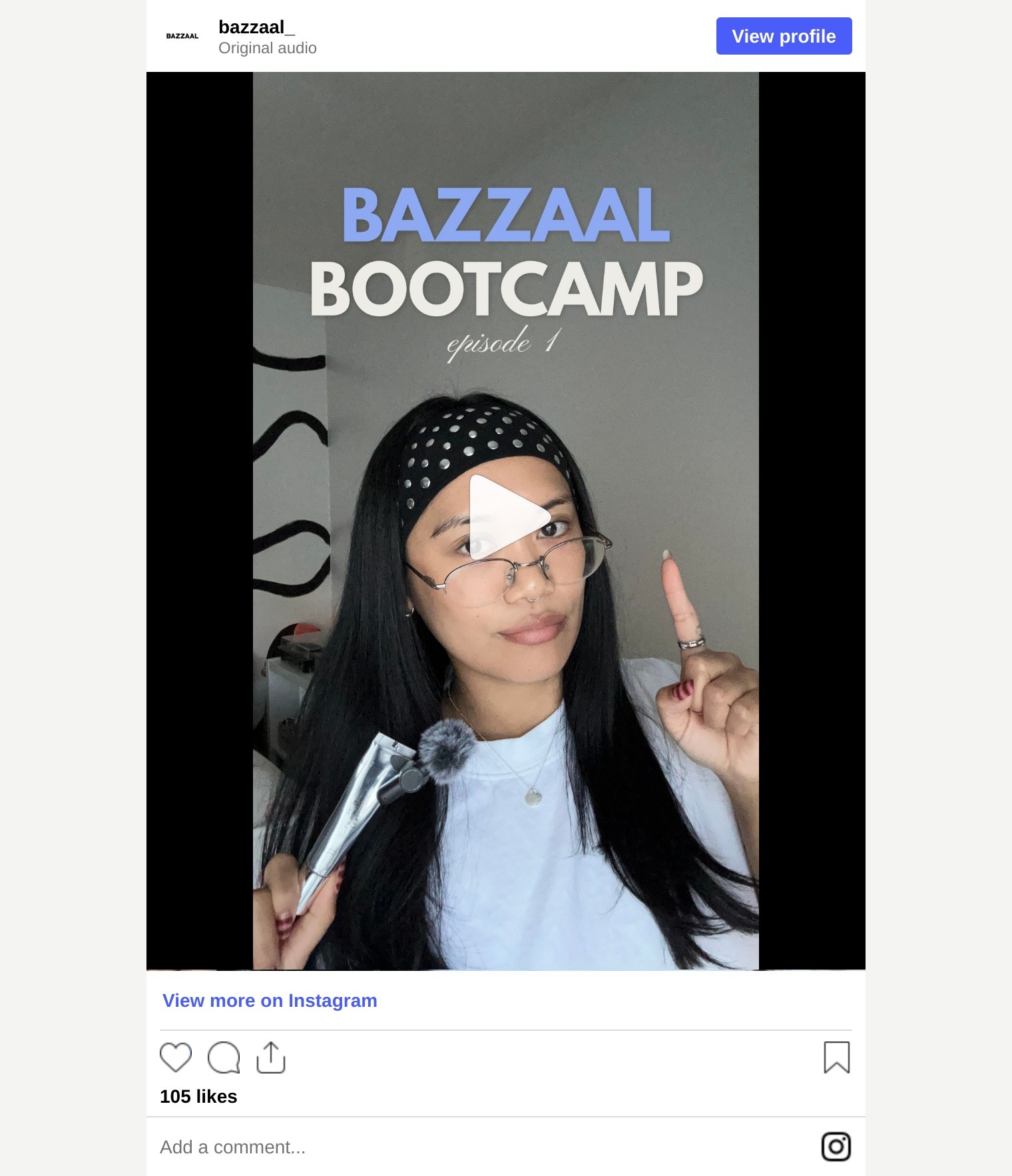 Instagram post from @bazzaal_, Creator Bootcamp Ep. 1.